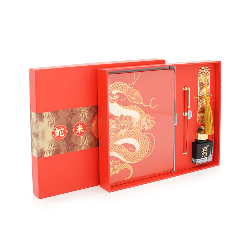 Подарунковий набір HERO Snake ручка перова чорнильна (іридієве перо), блокнот, закладка, чорнильниця, подарункова коробка, червоний, 265*230*41мм