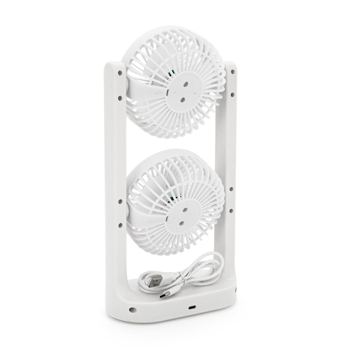 Портативний настільний вентилятор YT280, 2*R*105мм, кут повороту 360&amp;deg;, 3+3 режими, живлення від USB кабелю, White, Box