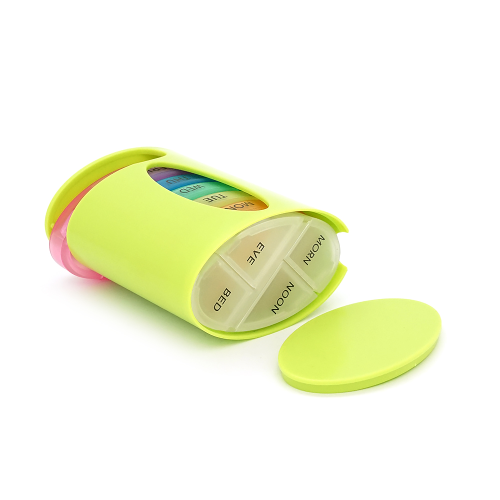 Таблетниця на 7 / 28 знімних осередків(різних кольорів), овальні, розділені день тижня / час доби, пластик, 9.6*6*12см