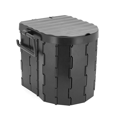 Дорожній складаний туалет, з кришкою, 12 внутрішній пакетів, 12 затверджувачів, тримач для паперу, сумка для зберігання, пластик, 33*30*28см, чорний