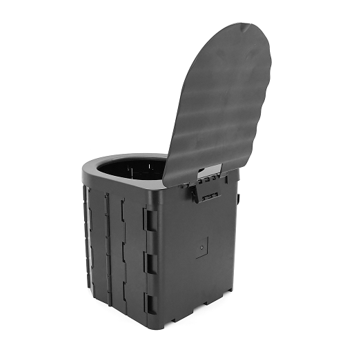 Дорожній складаний туалет, з кришкою, 12 внутрішній пакетів, 12 затверджувачів, тримач для паперу, сумка для зберігання, пластик, 33*30*28см, чорний