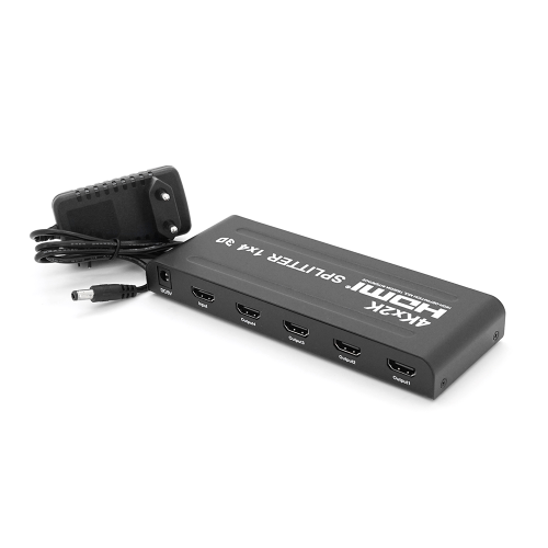 Активний HDMI сплітер 1=&amp;gt;4 порти, 4K, 2K, 3D, 1080Р, 1,4 версія, DC5V / 2A, Metal, Box