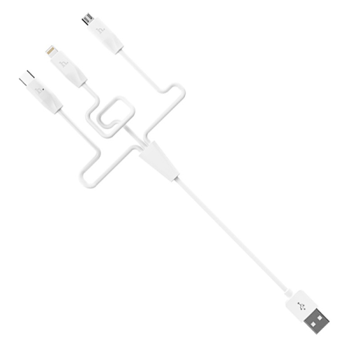 Кабель HOCO X1 USB-1 3 in 1 Micro / Iphone / Type-C, 2A, довжина 1м, White, Box