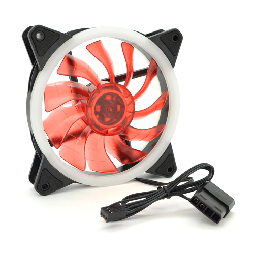 Кулер корпусний 12025 DC sleeve fan 3pin + 4pin - 120*120*25мм, 12V, 1200об / хв, Red, двосторонній