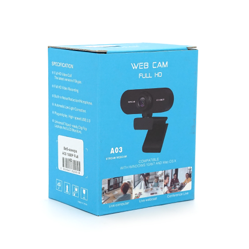 Вебкамера з гарнітурою A03, 1080p, пласт. корпус, Black, Q100