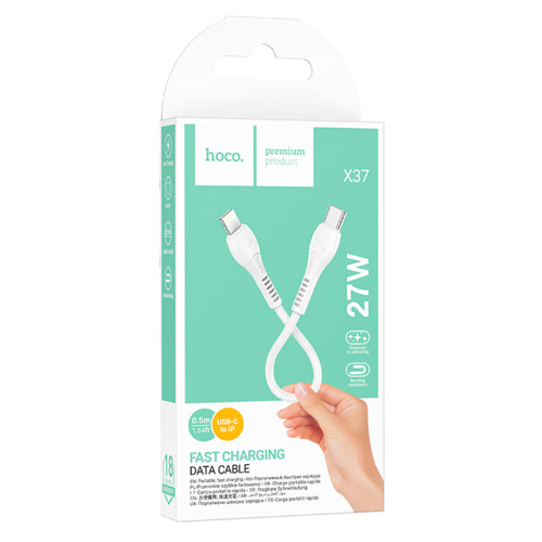 Кабель Hoco X37, Type-C-Lighting, 27W, White, довжина 0.5м, BOX