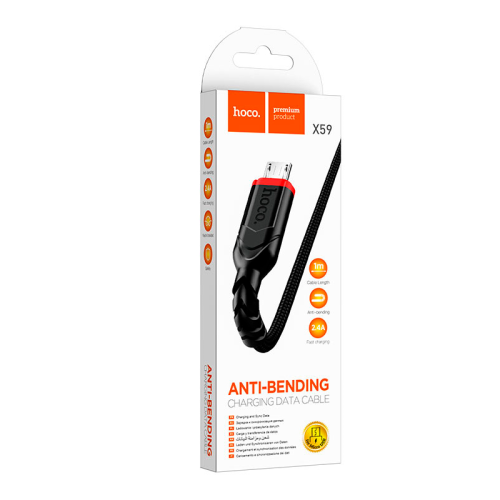 Кабель Hoco X59, Micro-USB, 2.4A, Black, довжина 1м, BOX