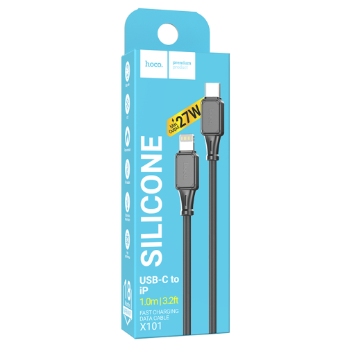 Кабель Hoco X101 Silicone, Type-C-Lighting, 27W, довжина 1м, Black, BOX