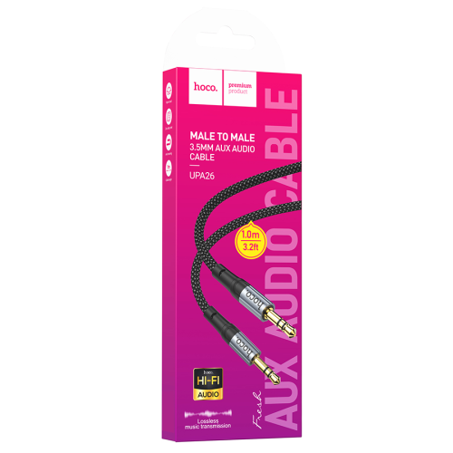 Кабель HOCO UPA26 DC3.5 тато-тато 1.0м, круглий в обплетенні, Black, Box