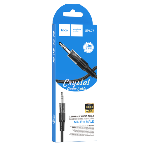 Кабель HOCO UPA27 DC3.5 тато-тато 1.2м, круглий в обплетенні, Black, Box