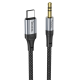 Кабель HOCO UPA26 DC3.5 (тато) =&gt; Type-C (тато), круглий в обплетенні, 1м, Black, Box