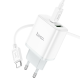 Набір СЗУ 110-240V HOCO C105A + кабель Type-C, порти: USB-C+USB, PD20W+QC3.0, кабель 1м, White, Box