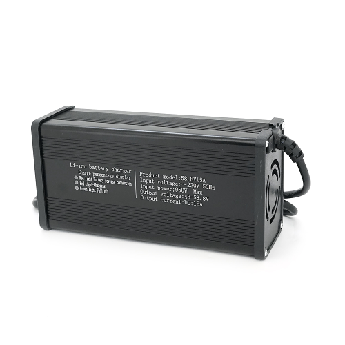 Зарядний пристрій для акумуляторів Li-ion 52V(58,8V),14S,15A, 720 Вт, штекер Трикутний роз'єм (T-tipe / C13 / IEC). 185х88х60мм. 1,2 кг