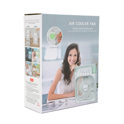 Портативний настільний вентилятор CB-410 з охолодженням, 160х160мм, 3 режими, живлення 220В, USB-кабель, White, Box
