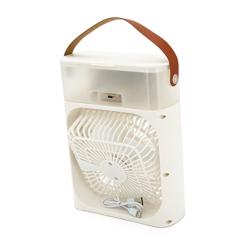 Портативний настільний вентилятор CB-410 з охолодженням, 160х160мм, 3 режими, живлення 220В, USB-кабель, White, Box