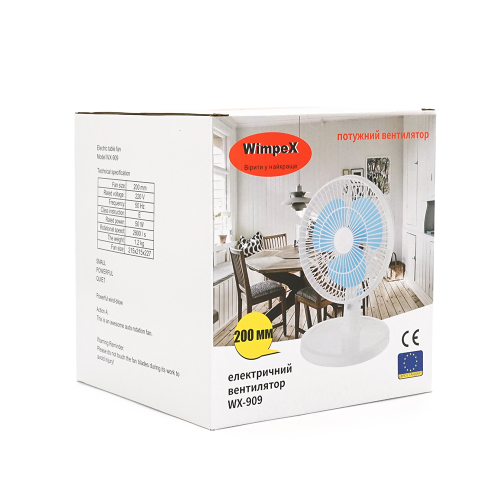 Вентилятор настільний WX-909, 220V, 50W, Box