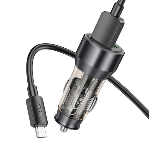 Набір АЗУ 12-24V HOCO NZ12 + кабель Micro, 2xUSB, 36W, кабель 1м, Black, Box
