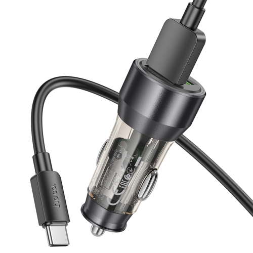 Набір АЗУ 12-24V HOCO NZ12+ кабель Type-C, 2xUSB, 36W, кабель 1м, Black, Box