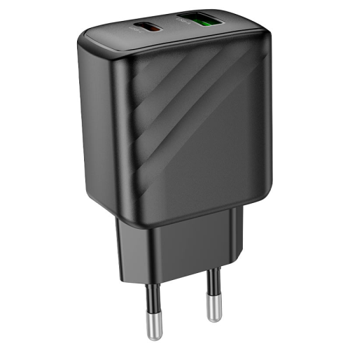 СЗУ 110-240V HOCO CS23A USB-C+USB, 30W, Black, Box
