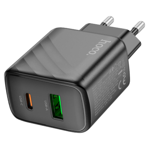 СЗУ 110-240V HOCO CS23A USB-C+USB, 30W, Black, Box