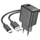 Набір СЗУ 110-240V HOCO CS21A + кабель Type-C, 1xUSB, 18W, кабель 1м, Black, Box