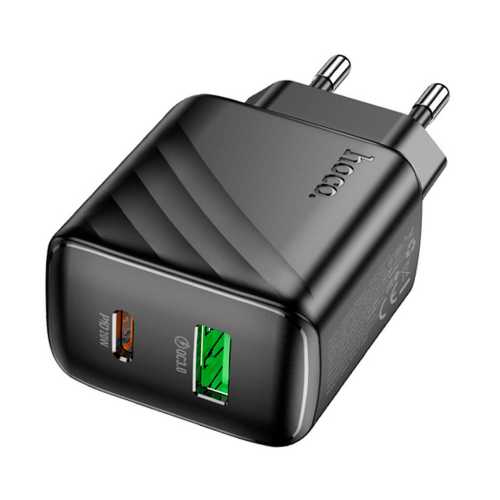 СЗУ 110-240V HOCO CS25A USB-C+USB, 20W, Black, Blister