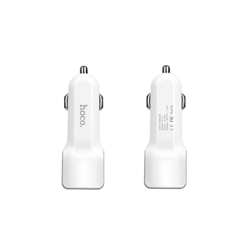 АЗУ 12-24V HOCO Z23, 2xUSB, 12W, White, Box