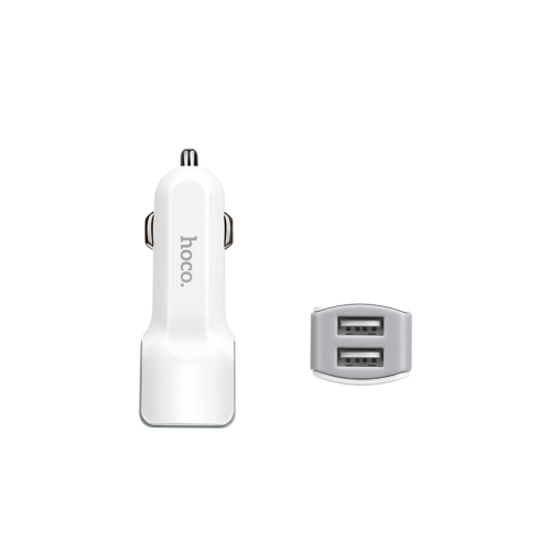 АЗУ 12-24V HOCO Z23, 2xUSB, 12W, White, Box