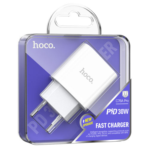 СЗУ 110-240V HOCO C76APro, USB-C, PD30W, PPS, QC3.0, White, Box