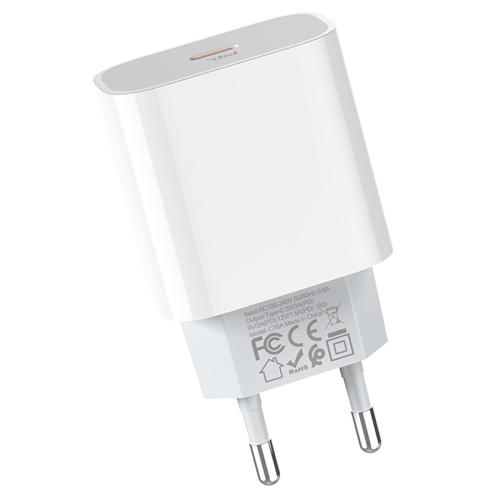 СЗУ 110-240V HOCO C76APlus, USB-C, PD20W, PPS, QC3.0, White, Box