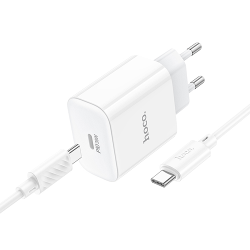 Набір СЗУ 110-240V HOCO C76A Pro+ Type-C кабель, USB-C, PD30W, кабель 1м, White, Box