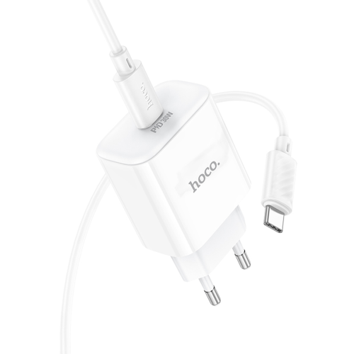Набір СЗУ 110-240V HOCO C76A Pro+ Type-C кабель, USB-C, PD30W, кабель 1м, White, Box