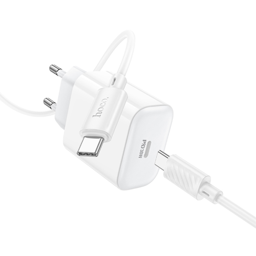 Набір СЗУ 110-240V HOCO C76A Pro+ Type-C кабель, USB-C, PD30W, кабель 1м, White, Box