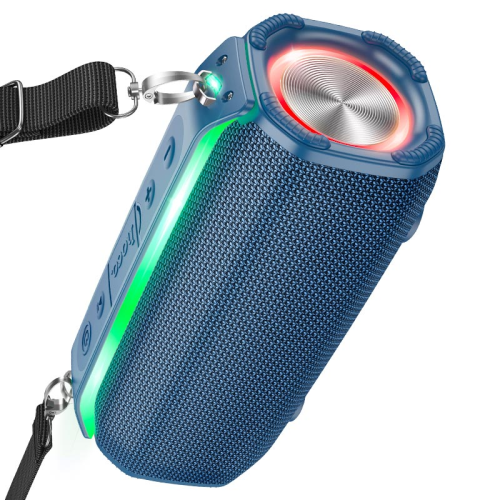 Портативна колонка HOCO HC23 IPX4, BT 5.0, 2x5W, RGB підсвічування, Navy Blue, Box