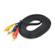 Кабель DC3.5 (тато) =&gt; 3хRCA (тато), GOLD Jack3.5мм, довжина Jack 17мм, CU, круглий, Black, 3 м, (Пакет) Q300