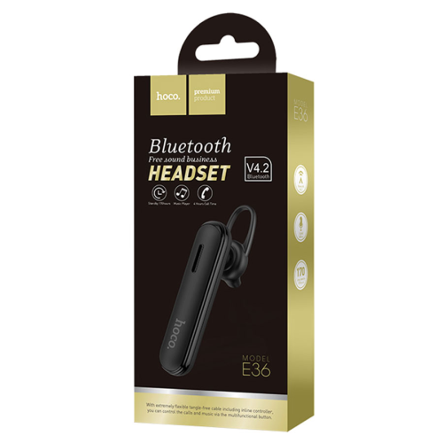 Bluetooth гарнітура HOCO E36, Black, Box