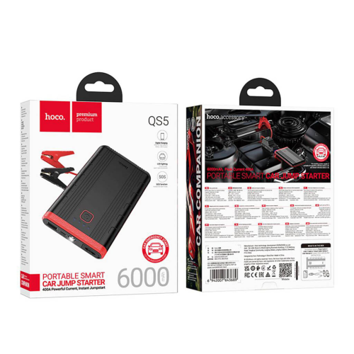 Пусковий прилад для акумулятора автомобіля JUMP STARTER HOCO QS5, Power Bank 6000mAh, Box