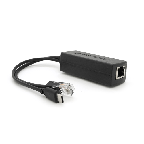 POE спліттер AOT-0524 48V-5V, RJ45, Type-C (10 / 100Мбіт, Вхід-48V / Вихід 5V 2.4А)