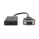 Адаптер VGA на HDTV + аудіо + USB-Micro конвертер, чорний, Full HD 1080P