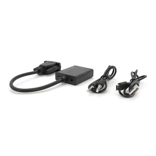 Адаптер VGA на HDTV + аудіо + USB-Micro конвертер, чорний, Full HD 1080P