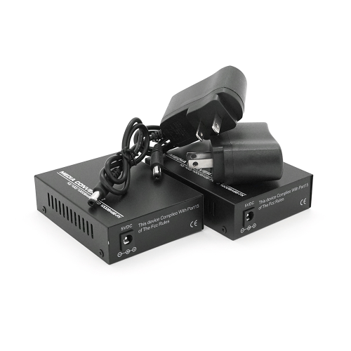 Медіаконвертер пари A+B (IC+113), 1310+1550 WDM одноволоконний Full / Half duplex, SC 25km, 10M / 100M / 1000M, + б.п. 5V1A, !!ПАРА