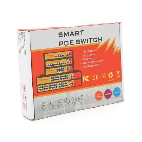 Комутатор POE з 4 портами POE 100Мбіт + 2 порт Ethernet (UP-Link) 100Мбіт, 52V / 1.44A, 100 / 250метрів, корпус - метал, Black, БП вбудований, Q20