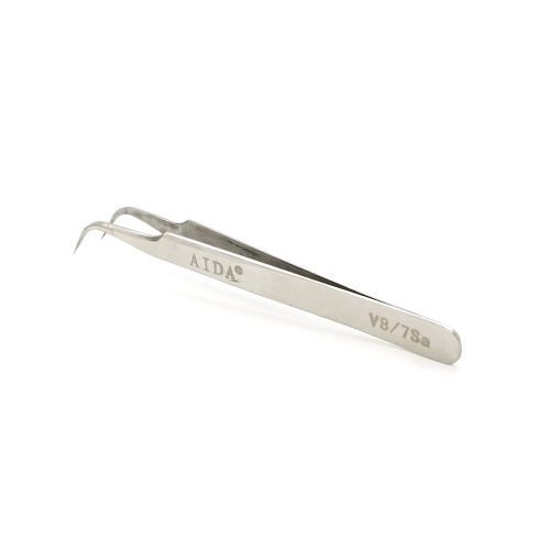 Пінцет вигнутий Aida A8 7 SA з білим антистатичним покриттям