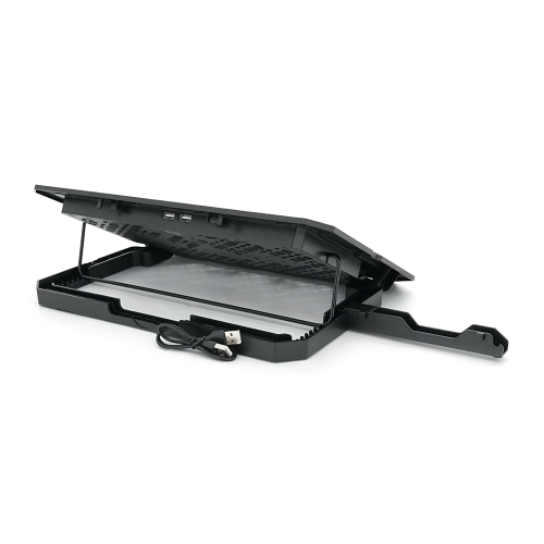 Підставка під ноутбук XSTRIKE XS-66, 9-17&amp;quot;, 1*140mm 1200&amp;plusmn;10% RPM, корпус пластик+алюміній, 2xUSB 2.0, 356x259x28mm, RGB, Box Q20