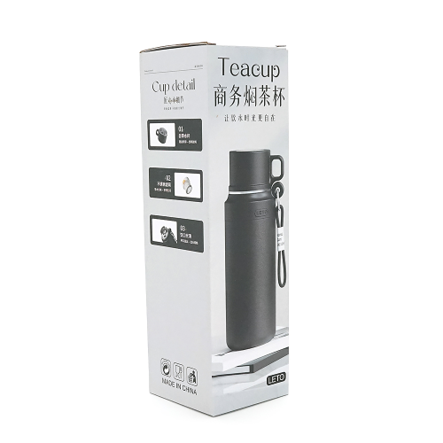 Термос для чаю Merlion з нержавіючої сталі, з ситечком, чашкою та ручкою для перенесення, об'єм 1000 мл., білий