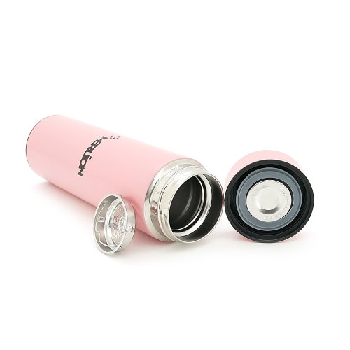 Термос для чаю Merlion SUS-304P з нержавіючої сталі, з сітчком, LED дисплеєм, 230*65мм, об&apos;єм 480 мл., 400гр. рожевий