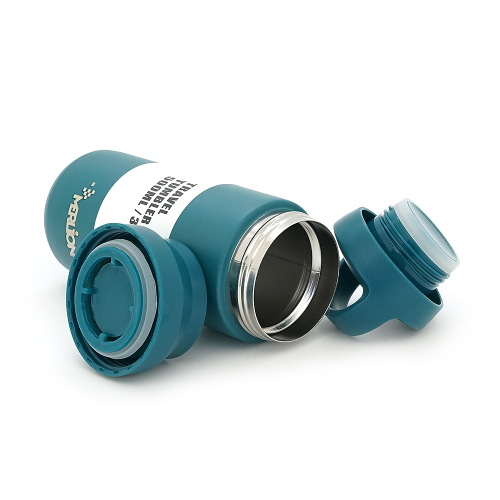 Спортивна термопляшка Merlion, об&apos;єм 500 мл., подвійна кришка з ручкою, колба з нержавіючої сталі, синя