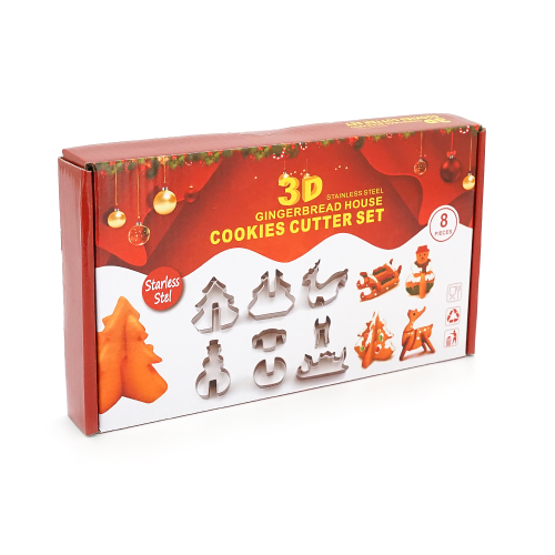 Форми для печива YR1806-27B з нержавіючої сталі (різдвяні) 8 предметів / фігурок, Box