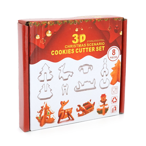 Форми для печива YR1806-27 з нержавіючої сталі (різдвяні) 8 предметів / фігурок, Box