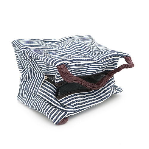 Сумка для ланч-бокса Panda, алюминевая термоизоляция, ткань, 230*130*190мм, бело / синяя полоска